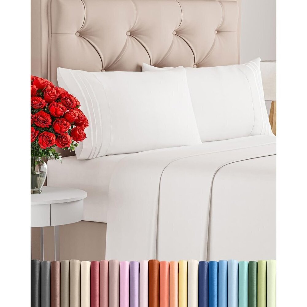 Queen Size 4 Piece Sheet Set - Comfy Breathable & Cooling Bed Sheets Set - Hotel